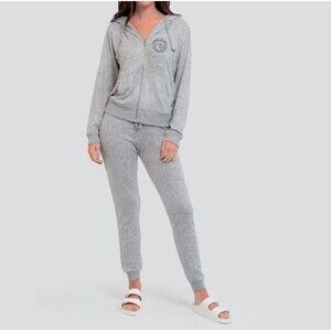 $55 Ocean Drive Medium Hacci Burnout Zip Hoodie Heather Gray Laguna Beach NWT